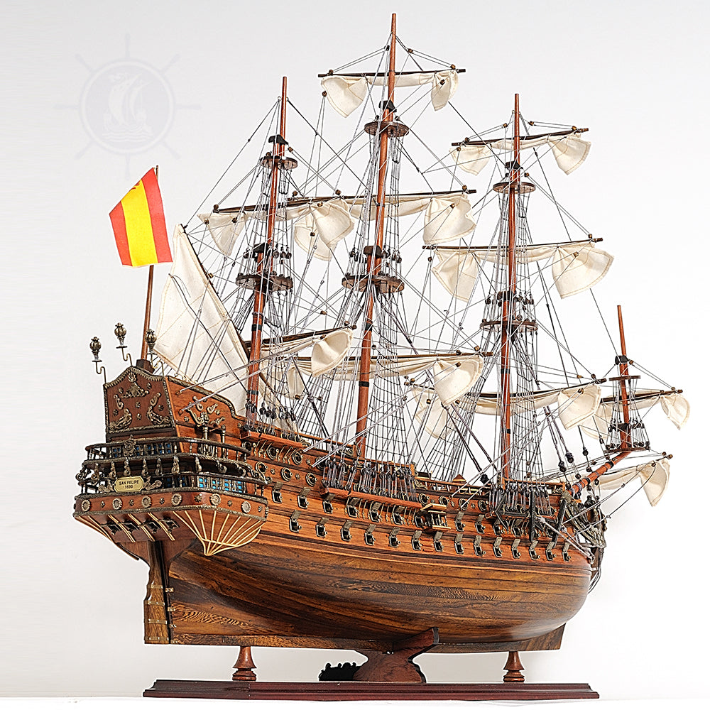 SAN FELIPE LARGE WITH FLOOR DISPLAY CASE | Museum-quality | Fully Assembled Wooden Ship Models For Wholesale