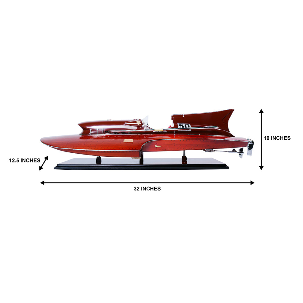 FERRARI HYDROPLANE MODEL BOAT PAINTED L80 | Museum-quality | Fully Assembled Wooden Model boats For Wholesale