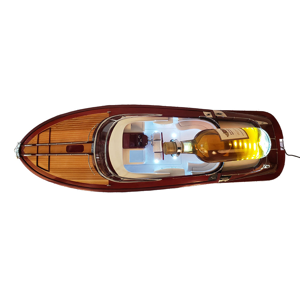 RIVA RIVARAMA WINE HOLDER MODEL BOAT WITH LED LIGHTS | Museum-quality | Fully Assembled Wooden Model boats For Wholesale