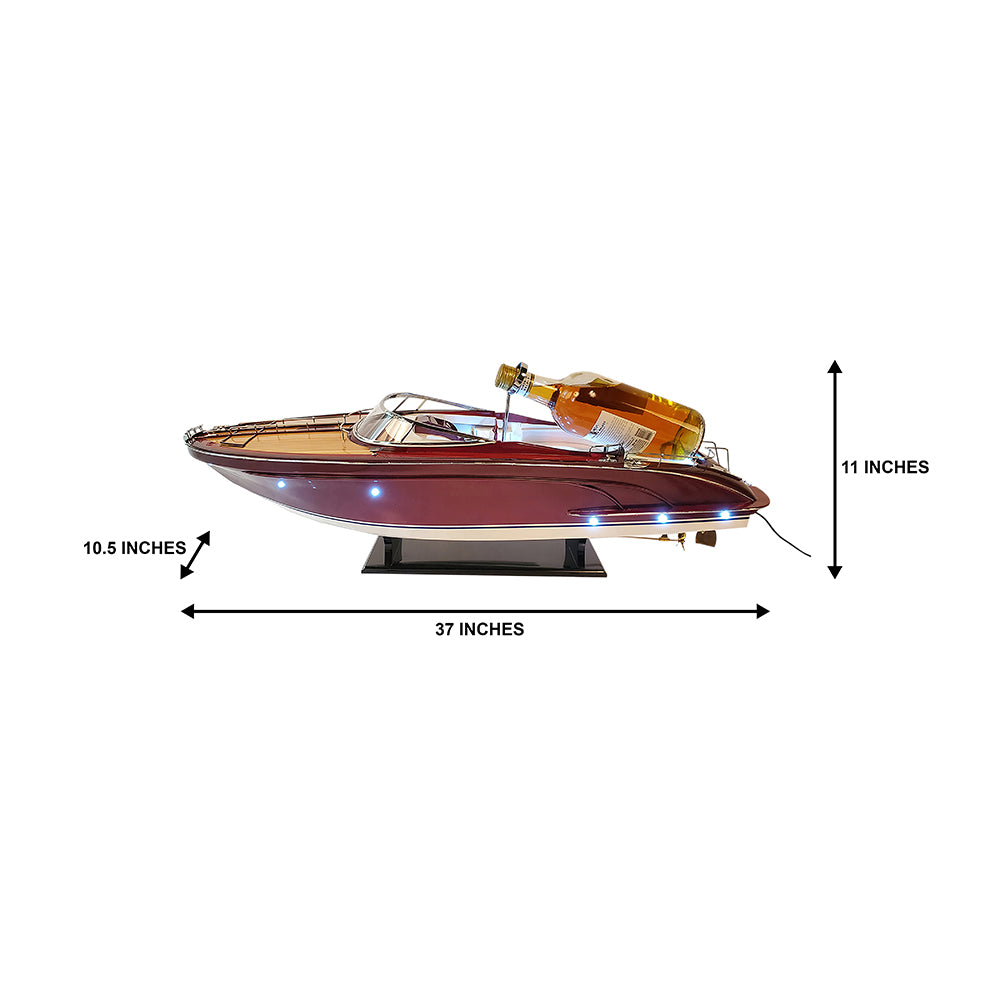 RIVA RIVARAMA WINE HOLDER MODEL BOAT WITH LED LIGHTS | Museum-quality | Fully Assembled Wooden Model boats For Wholesale