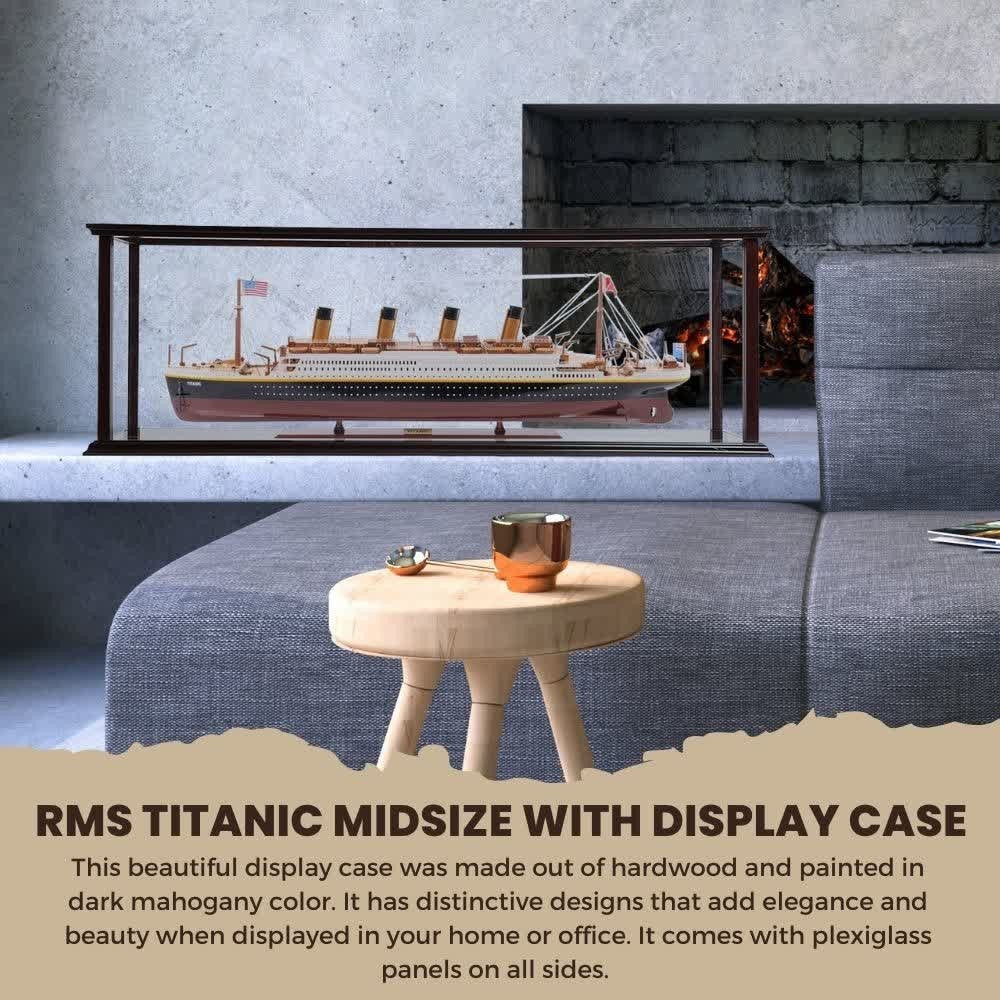 RMS TITANIC CRUISE SHIP MODEL MIDSIZE WITH DISPLAY CASE| High-quality Cruiser| Fully Assembled Wooden Model Ship