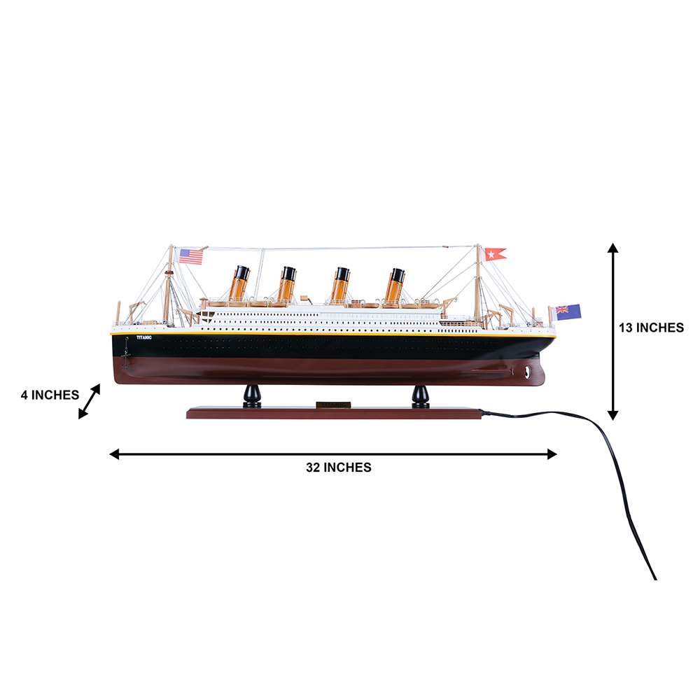 TITANIC CRUISE SHIP MODEL PAINTED WITH LIGHTS | Museum-quality Cruiser| Fully Assembled Wooden Model Ship For Wholesale