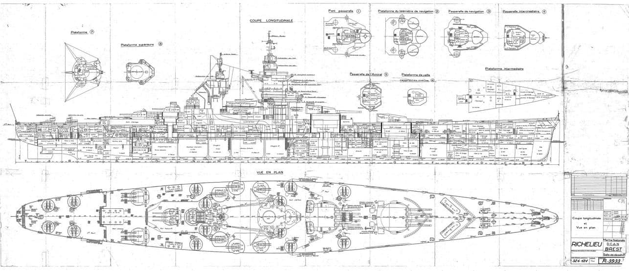 French Jean Bart (Richelieu-Class) Battleship 36 Inches Model