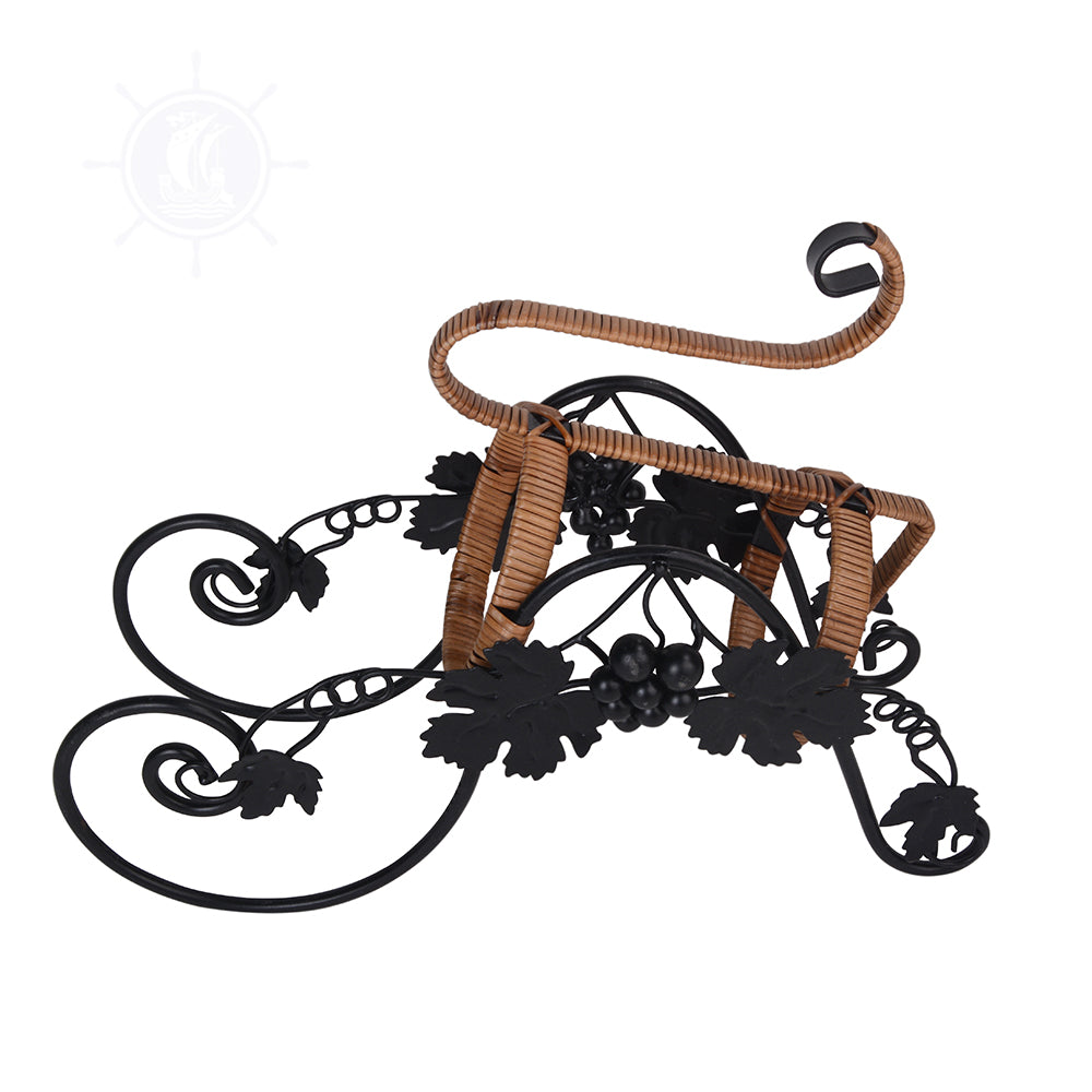 ON THE VINE EMBELLISHED METAL CARRIAGE WINE HOLDER