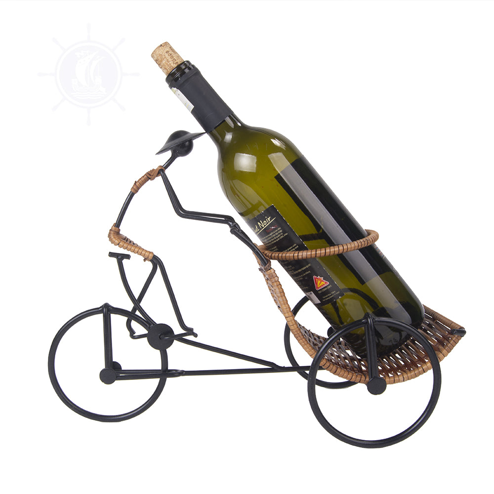 ASIAN STYLE RICKSHAW CYCLIST WINE HOLDER