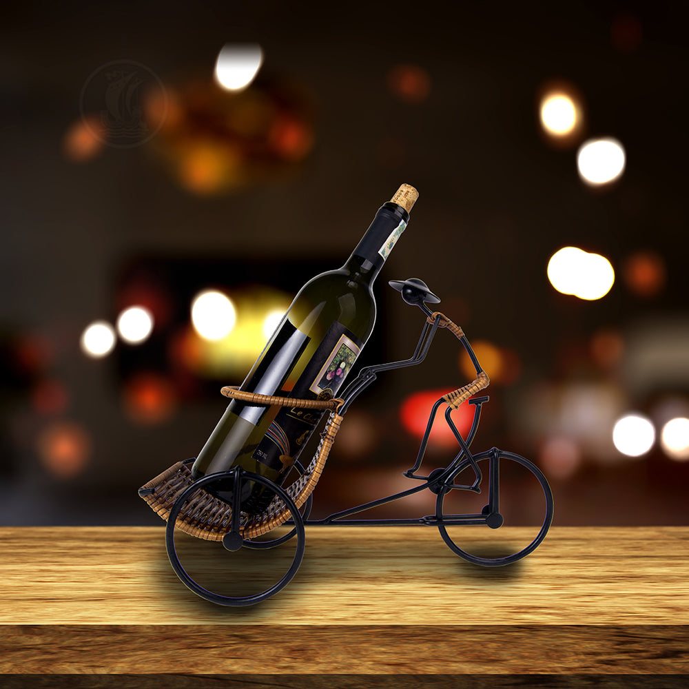 ASIAN STYLE RICKSHAW CYCLIST WINE HOLDER