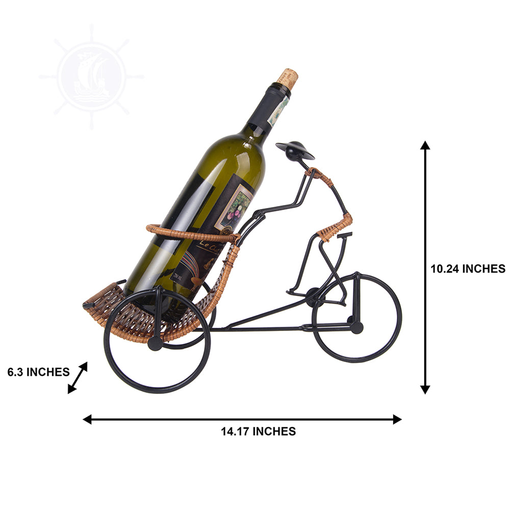 ASIAN STYLE RICKSHAW CYCLIST WINE HOLDER