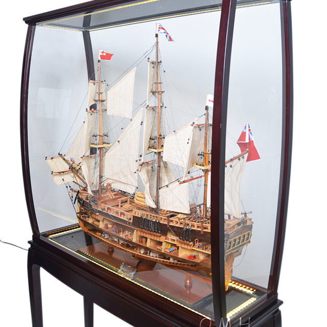 DISPLAY CASE MAHOGANY COLOR WITH LEGS & LIGHTS | HIGH QUALITY DISPLAY CASE FOR MODEL SHIP | Multi sizes and style available For Wholesale