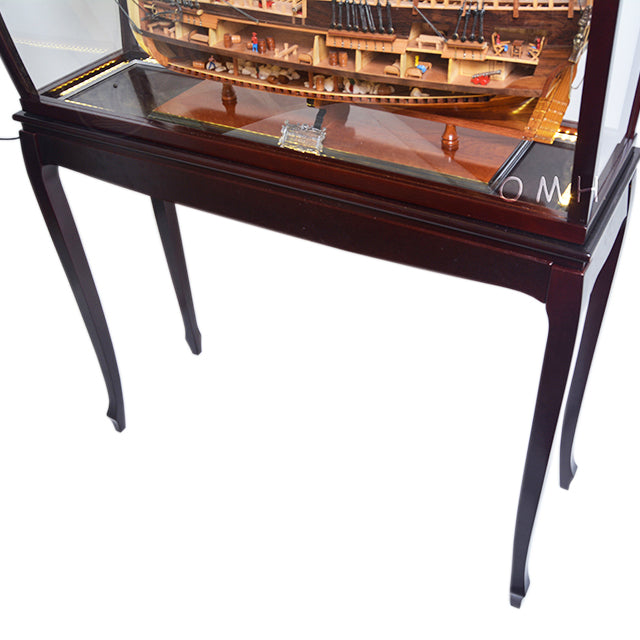 DISPLAY CASE MAHOGANY COLOR WITH LEGS & LIGHTS | HIGH QUALITY DISPLAY CASE FOR MODEL SHIP | Multi sizes and style available For Wholesale