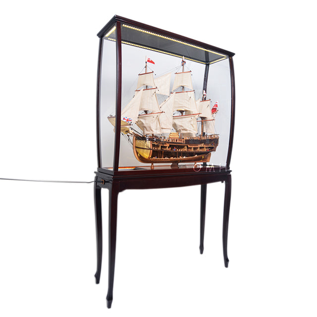 DISPLAY CASE MAHOGANY COLOR WITH LEGS & LIGHTS | HIGH QUALITY DISPLAY CASE FOR MODEL SHIP | Multi sizes and style available For Wholesale