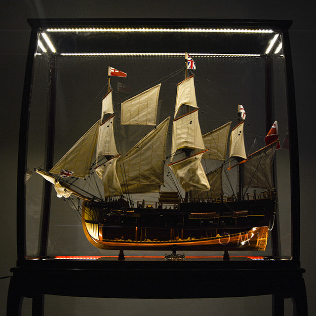 DISPLAY CASE MAHOGANY COLOR WITH LEGS & LIGHTS | HIGH QUALITY DISPLAY CASE FOR MODEL SHIP | Multi sizes and style available For Wholesale