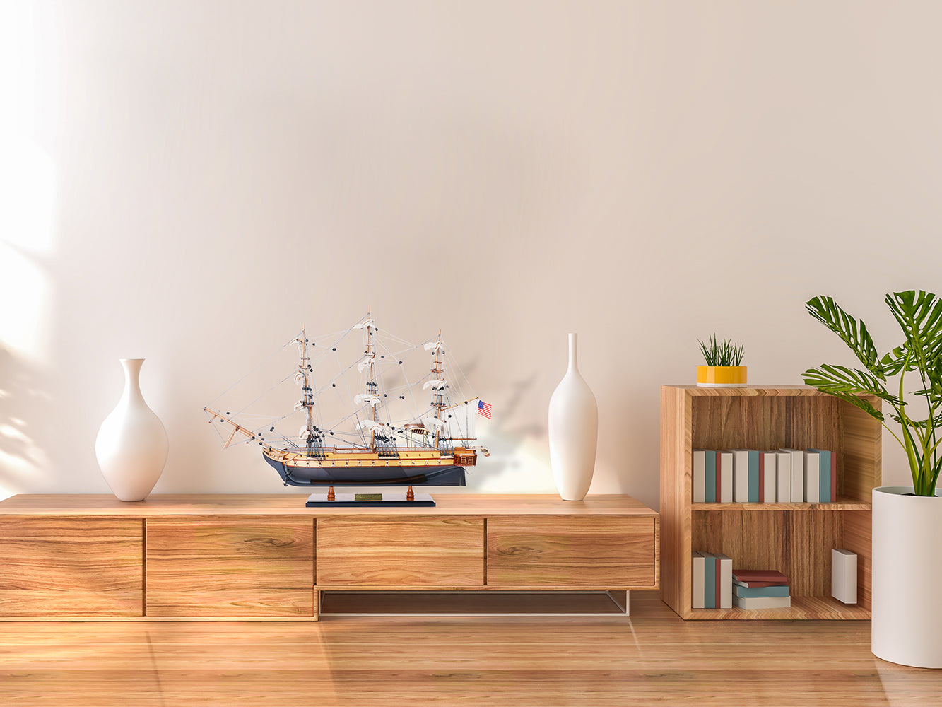 USS CONSTITUTION MODEL SHIP SMALL WITH DISPLAY CASE | High-quality | Fully Assembled Wooden Ship Models