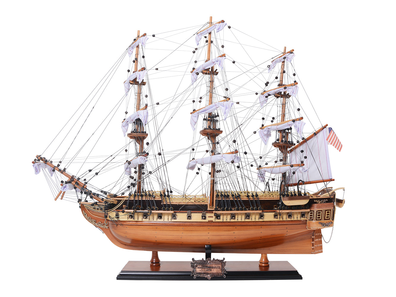 USS CONSTITUTION MIDSIZE WITH DISPLAY CASE | High-quality | Fully Assembled Wooden Ship Model