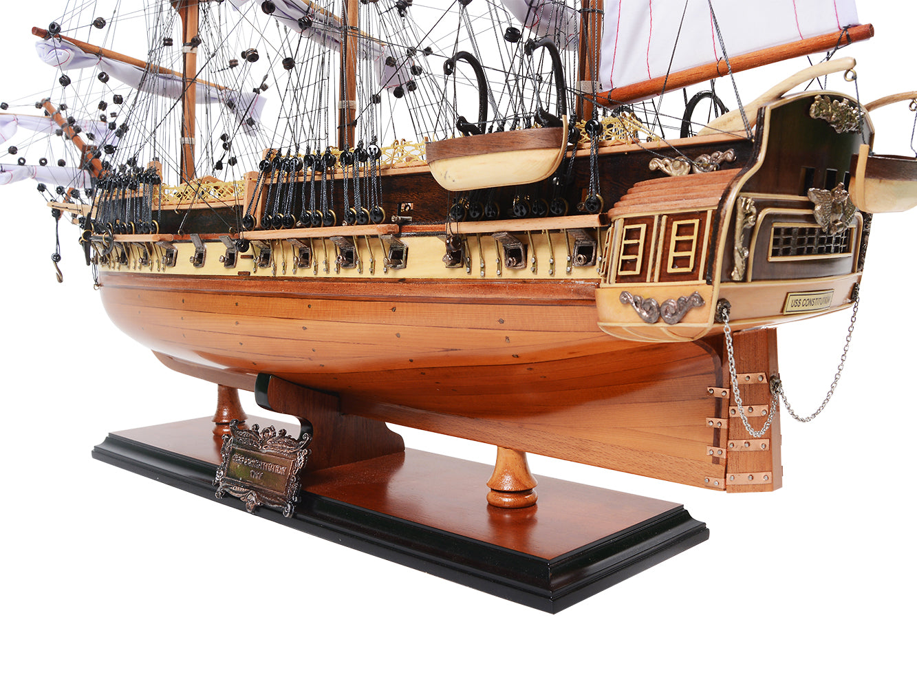 USS CONSTITUTION MIDSIZE WITH DISPLAY CASE | High-quality | Fully Assembled Wooden Ship Model