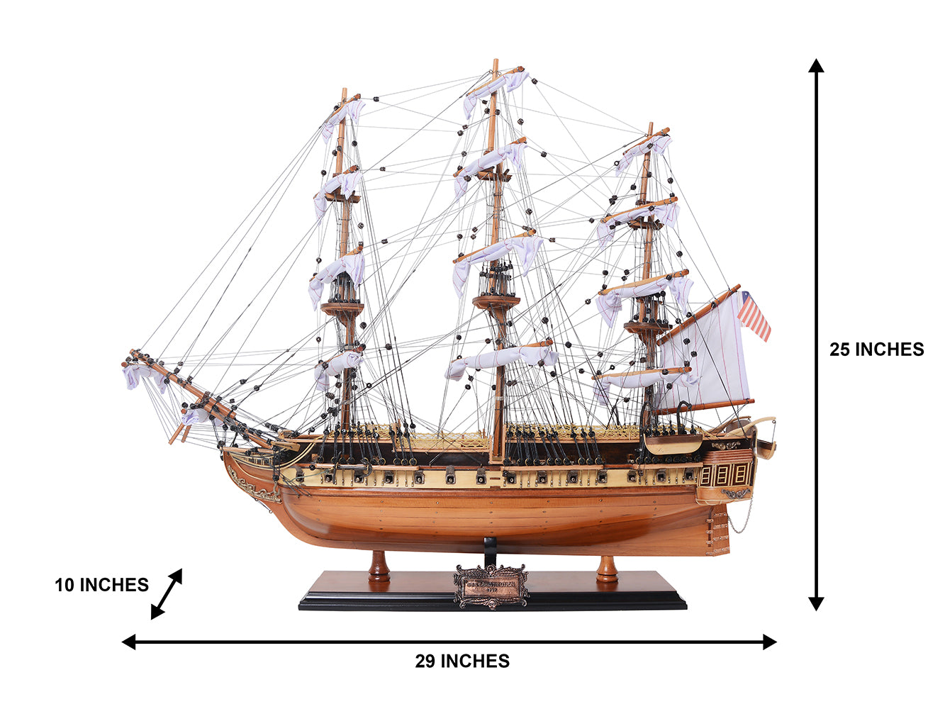 USS CONSTITUTION MIDSIZE WITH DISPLAY CASE | High-quality | Fully Assembled Wooden Ship Model