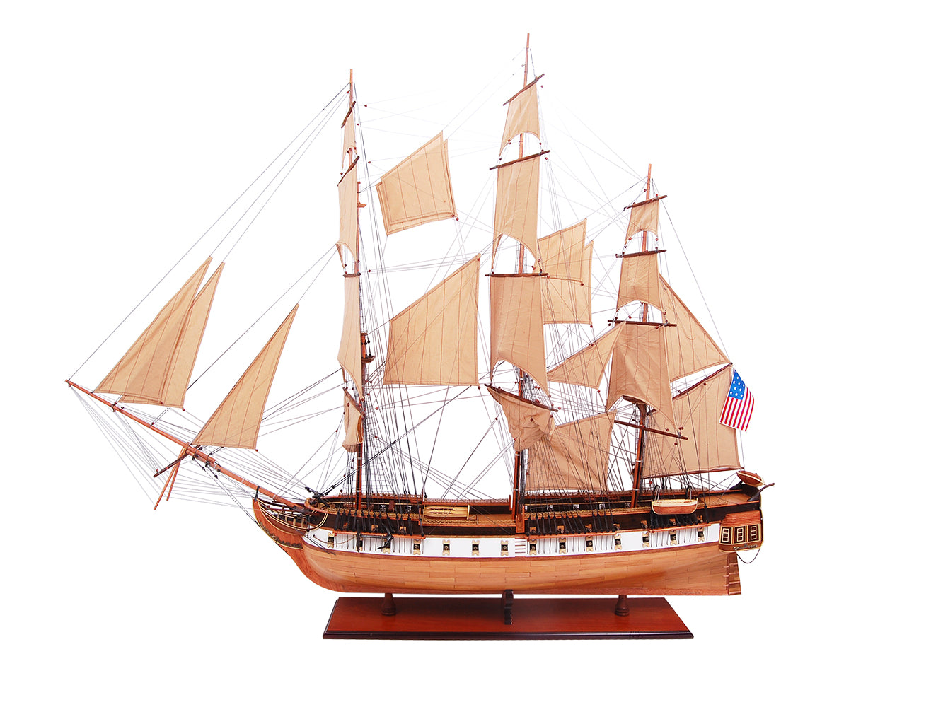 USS CONSTITUTION 56L WITH DISPLAY CASE NO GLASS | High-quality | Fully Assembled Wooden Ship Model