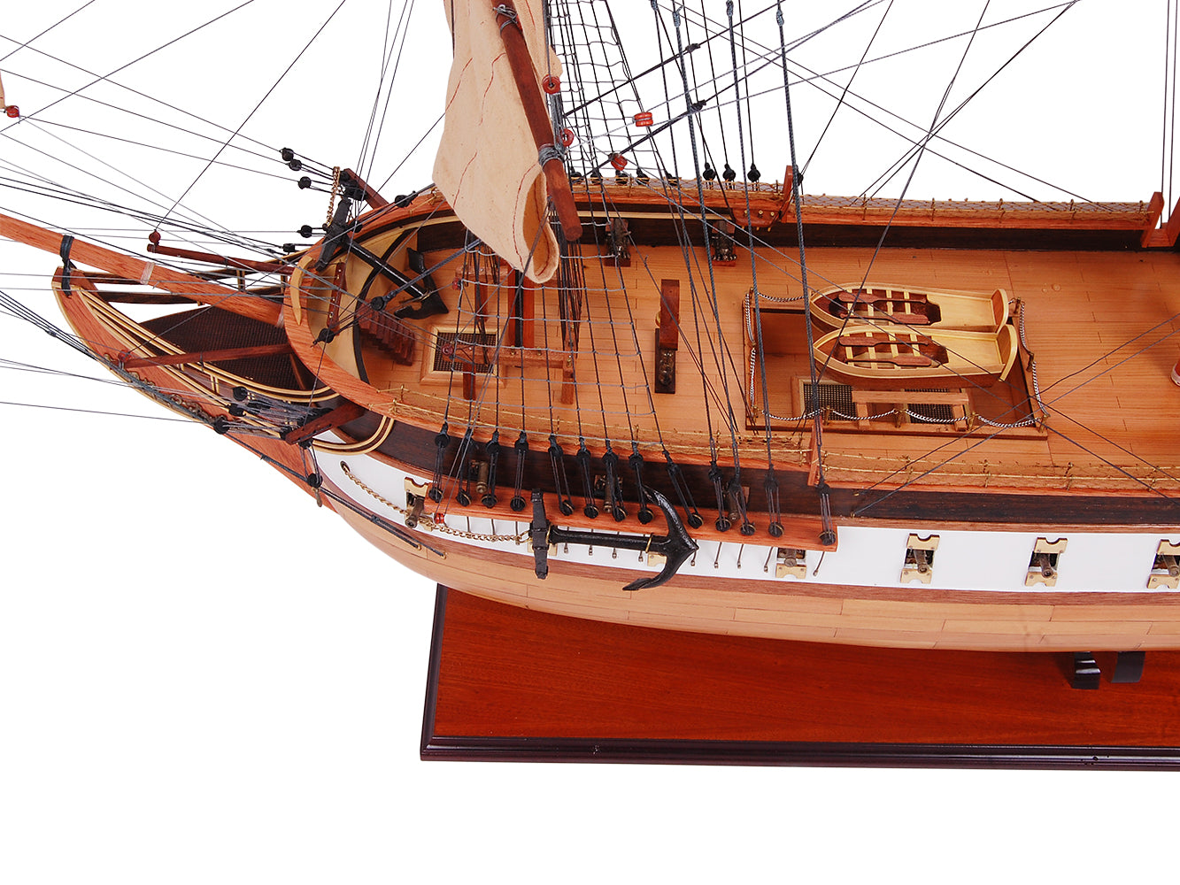 USS CONSTITUTION 56L WITH DISPLAY CASE NO GLASS | High-quality | Fully Assembled Wooden Ship Model