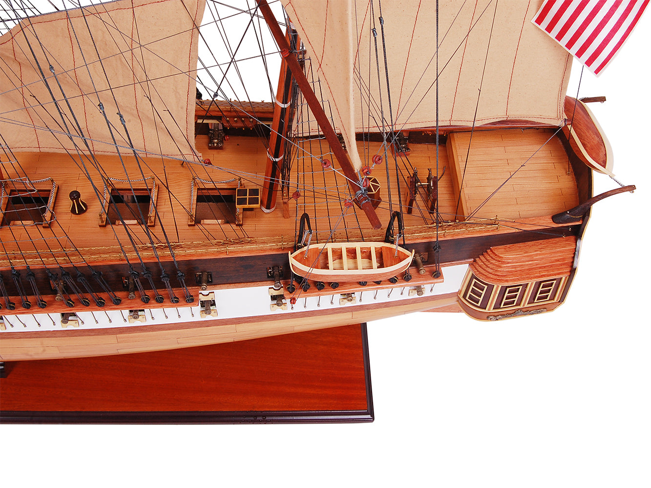 USS CONSTITUTION 56L WITH DISPLAY CASE NO GLASS | High-quality | Fully Assembled Wooden Ship Model