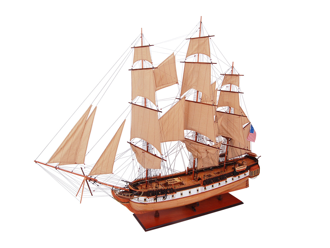 USS CONSTITUTION 56L WITH DISPLAY CASE NO GLASS | High-quality | Fully Assembled Wooden Ship Model