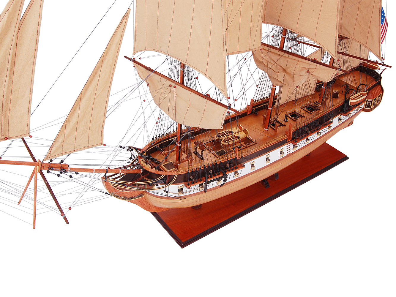 USS CONSTITUTION 56L WITH DISPLAY CASE NO GLASS | High-quality | Fully Assembled Wooden Ship Model