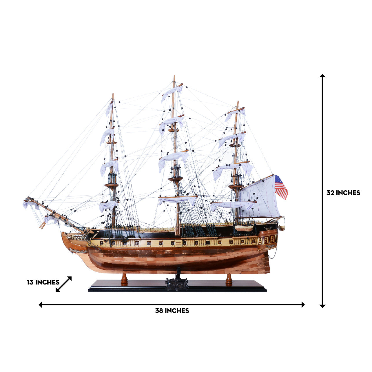 Exclusive 34-inch USS Constitution Wooden Model Ship - Museum Quality