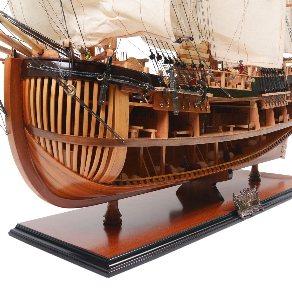 HMS ENDEAVOUR OPEN HULL MODEL SHIP L80 | Museum-quality | Fully Assembled Wooden Ship Models For Wholesale