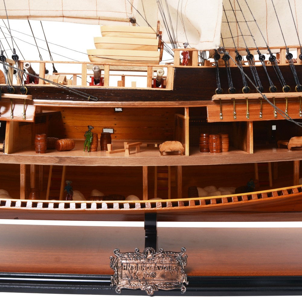 HMS ENDEAVOUR OPEN HULL MODEL SHIP L80 | Museum-quality | Fully Assembled Wooden Ship Models For Wholesale