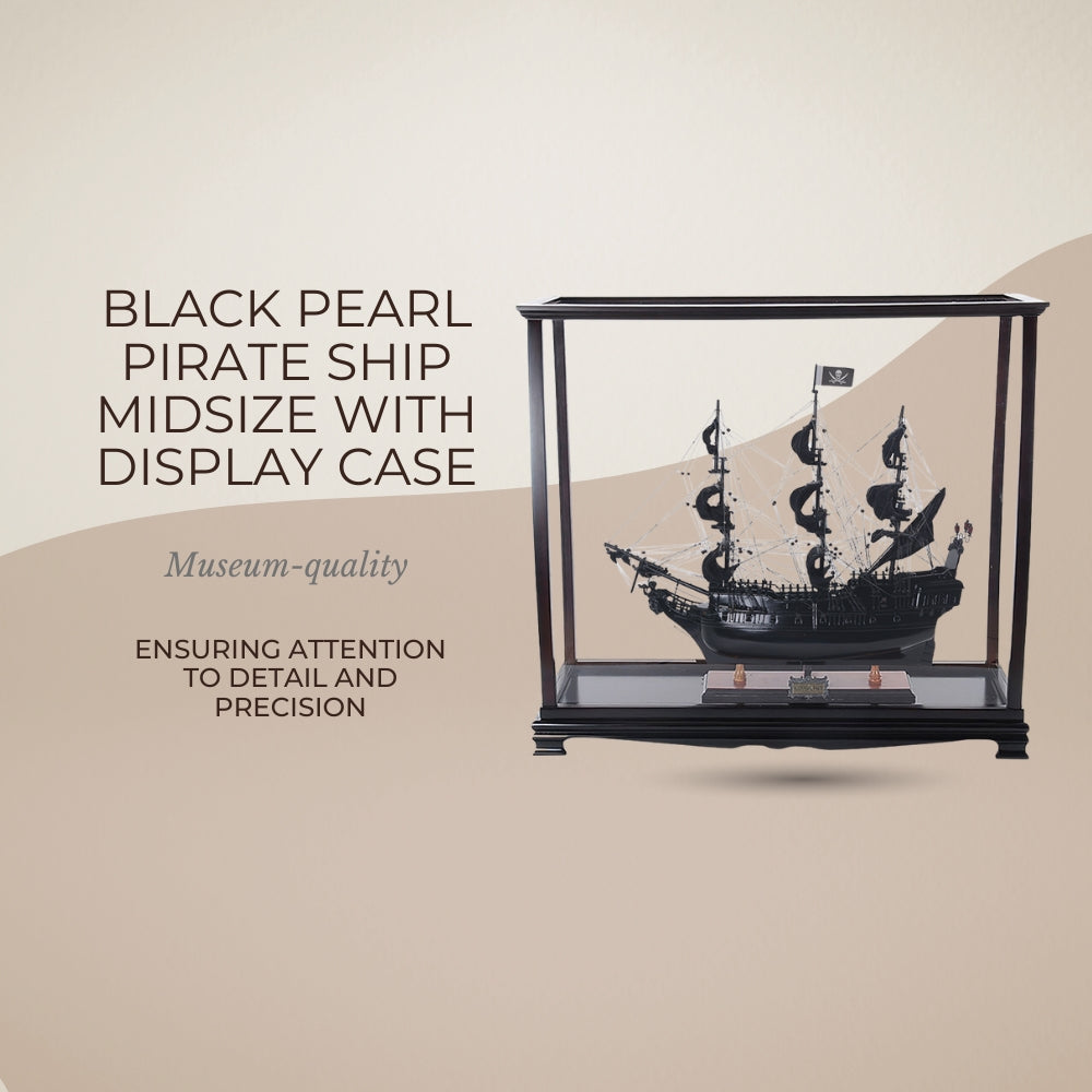 Black Pearl Pirate Ship Midsize With Display Case