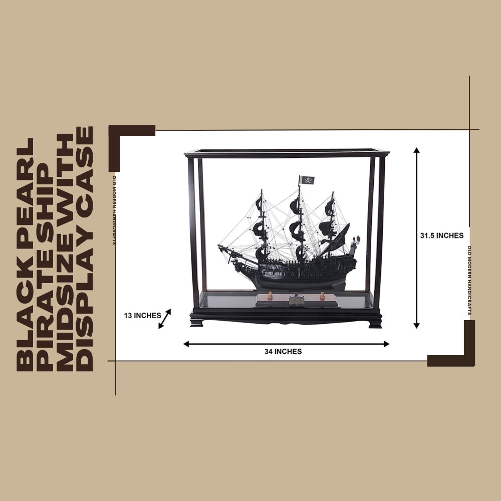 Black Pearl Pirate Ship Midsize With Display Case