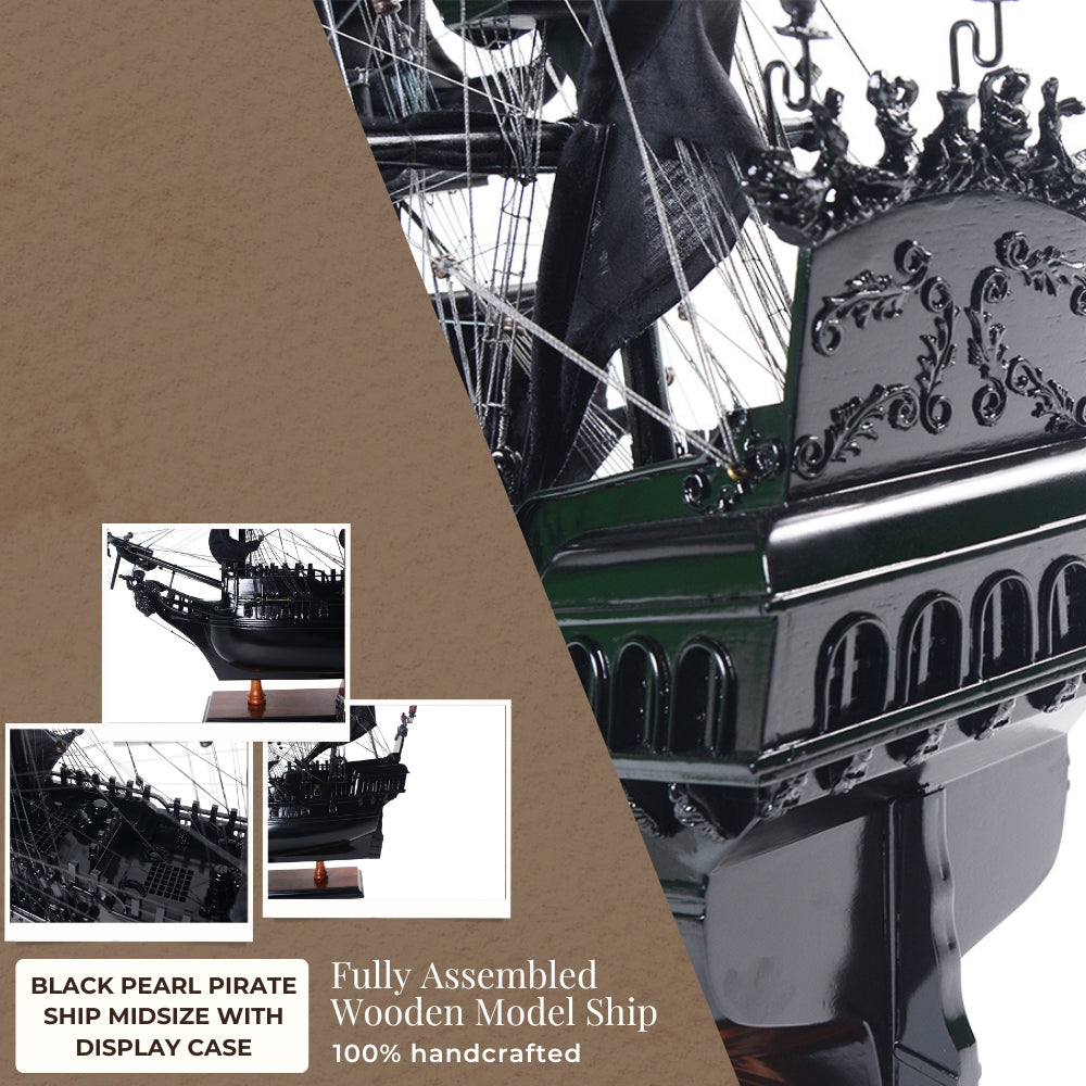 Black Pearl Pirate Ship Midsize With Display Case