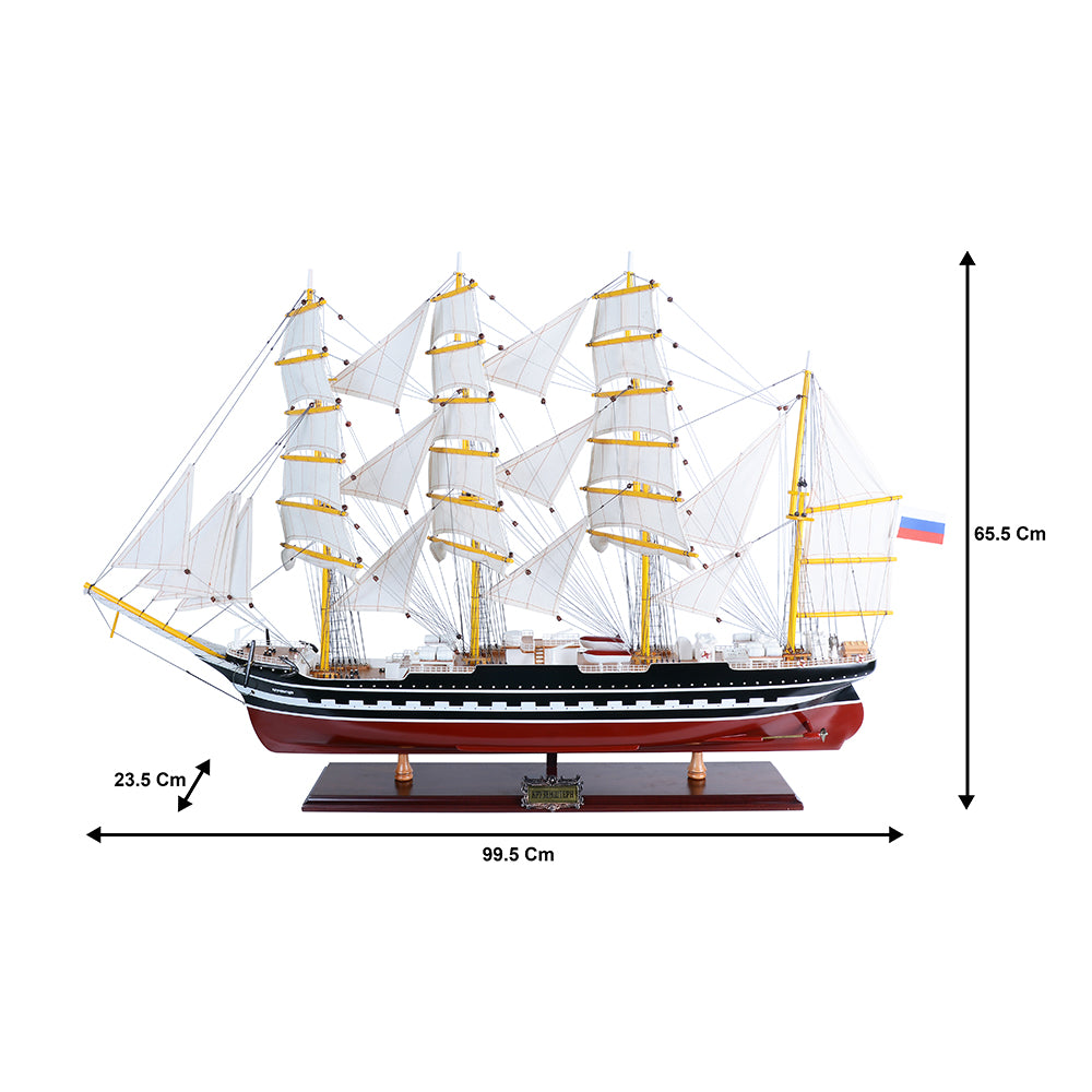 KRUZENSHTERN PAINTED L80CM | High-quality | Fully Assembled Wooden Ship Models For Wholesale