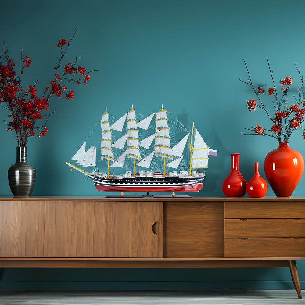 KRUZENSHTERN PAINTED L80CM | High-quality | Fully Assembled Wooden Ship Models For Wholesale