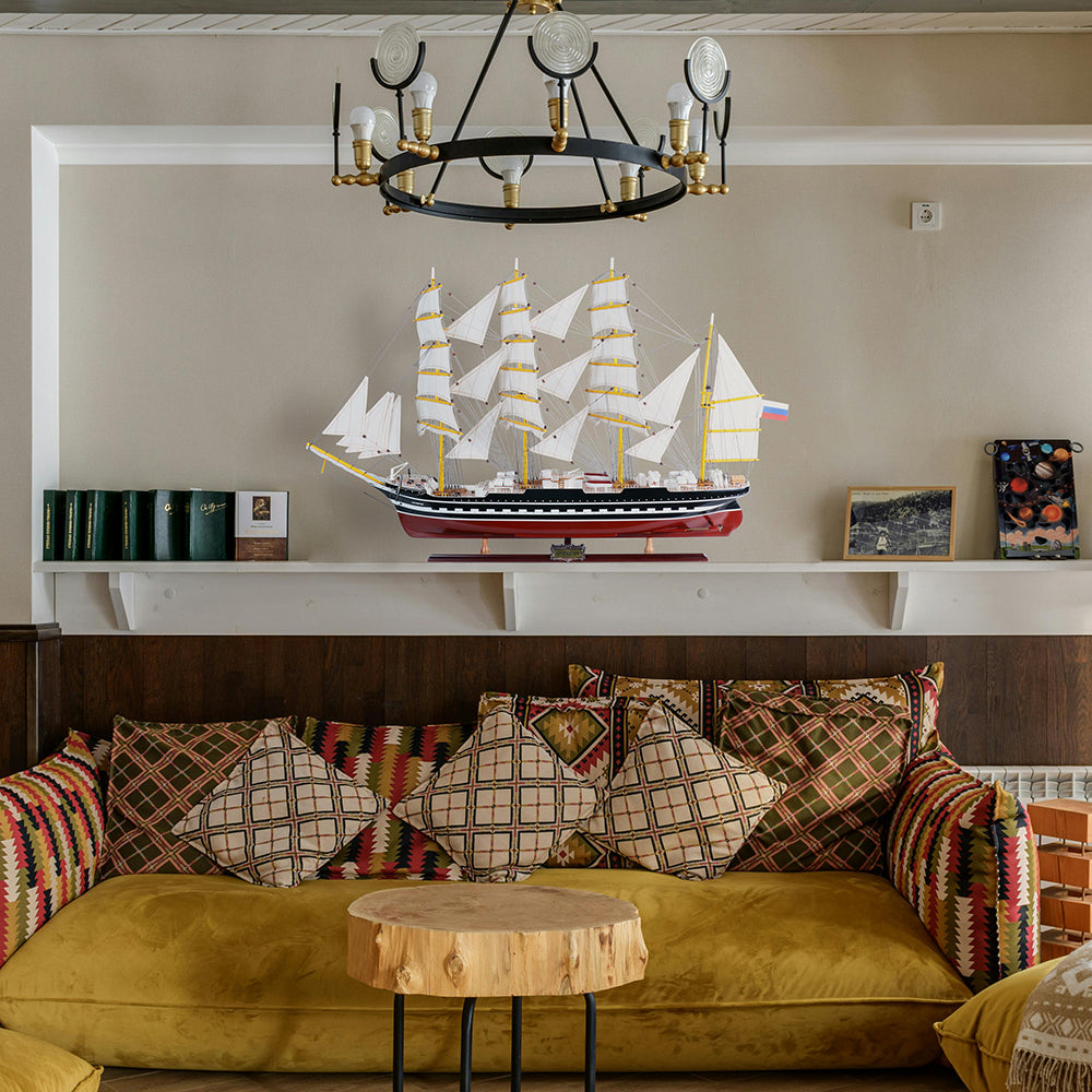 KRUZENSHTERN PAINTED L80CM | High-quality | Fully Assembled Wooden Ship Models For Wholesale