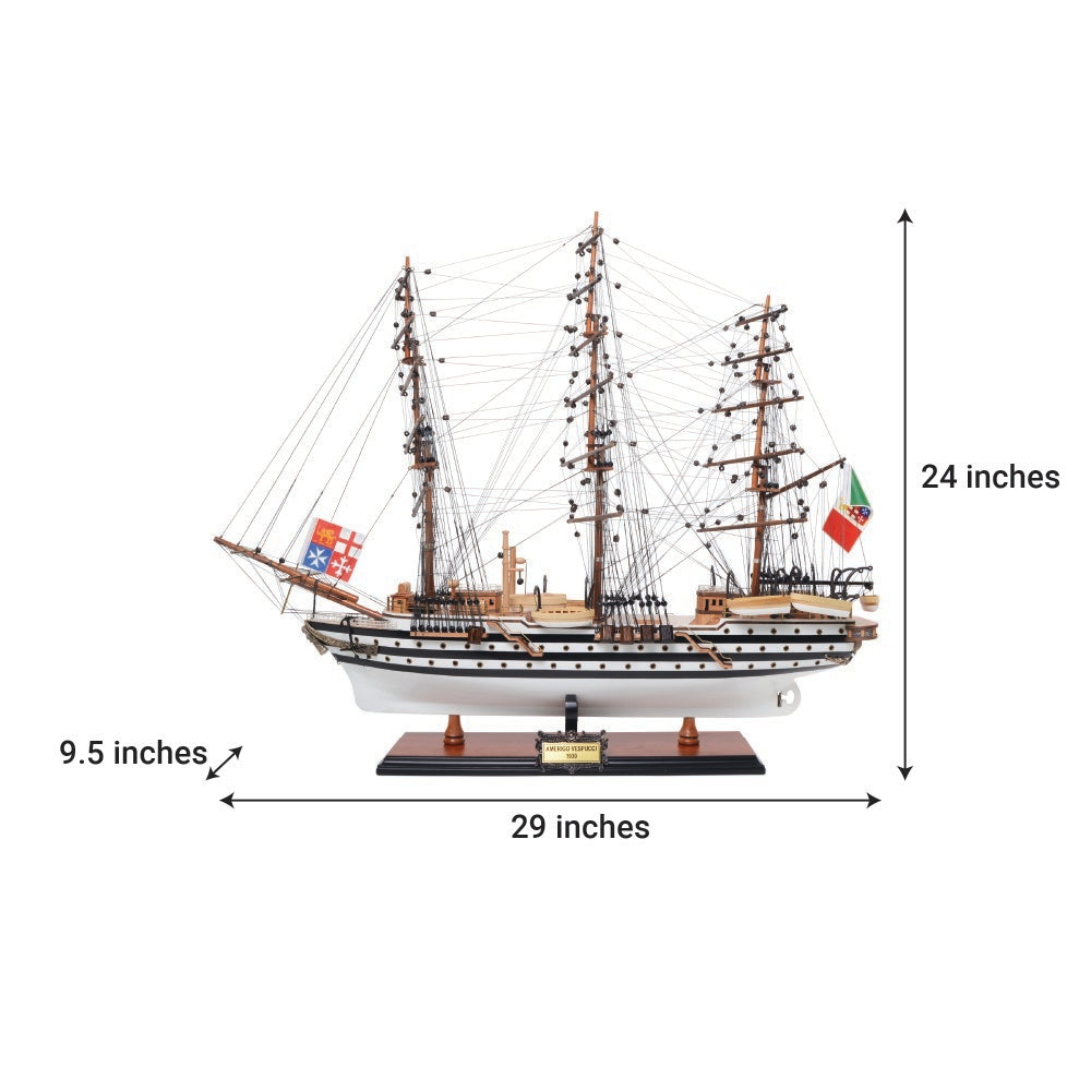 AMERIGO VESPUCCI MODEL SHIP PAINTED MEDIUM | Museum-quality | Fully Assembled Wooden Ship Models For Wholesale