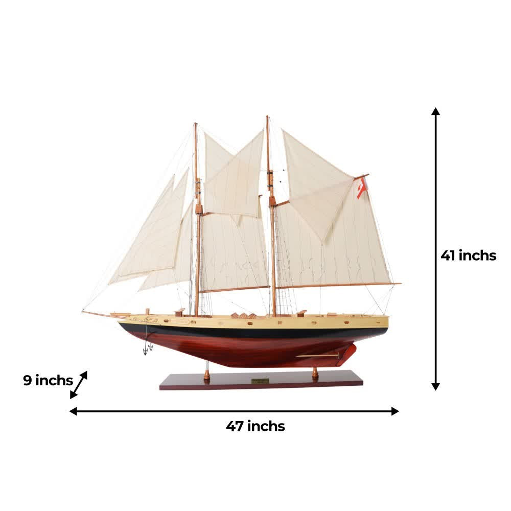 BLUENOSE II PAINTED L Model Yacht | Museum-quality | Partially Assembled Wooden Yacht Model For Wholesale