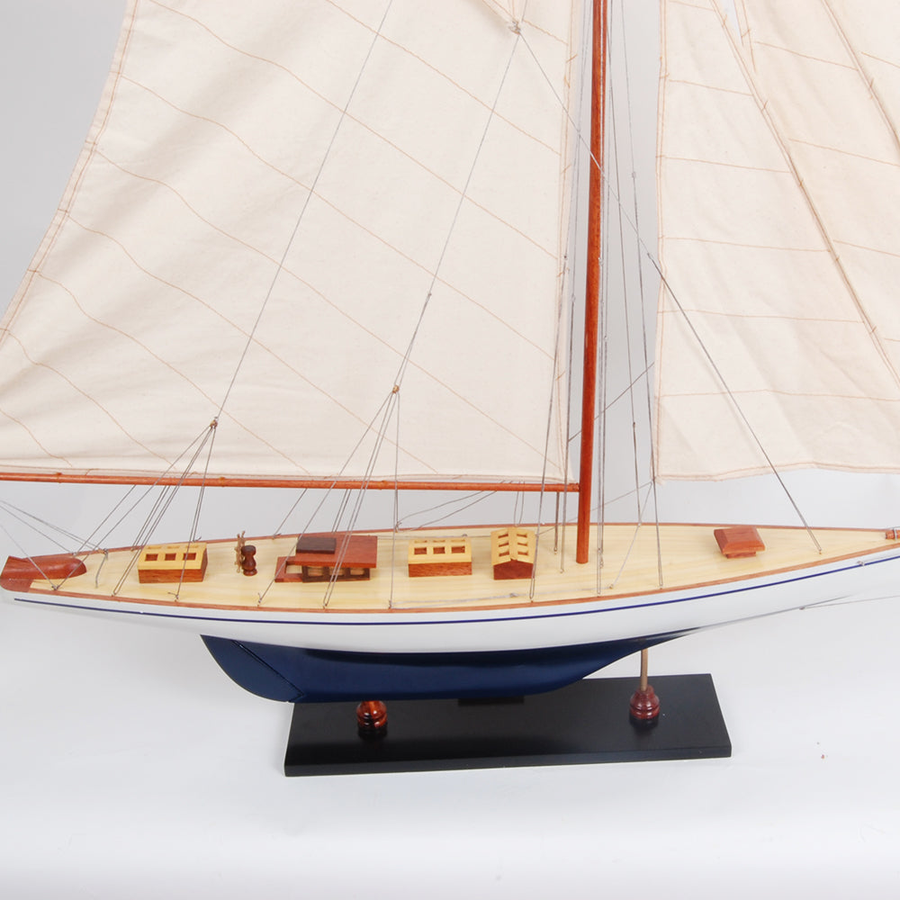 Defender Painted Model Yacht Large | Fully Assembled Wooden Ship Model For Wholesale