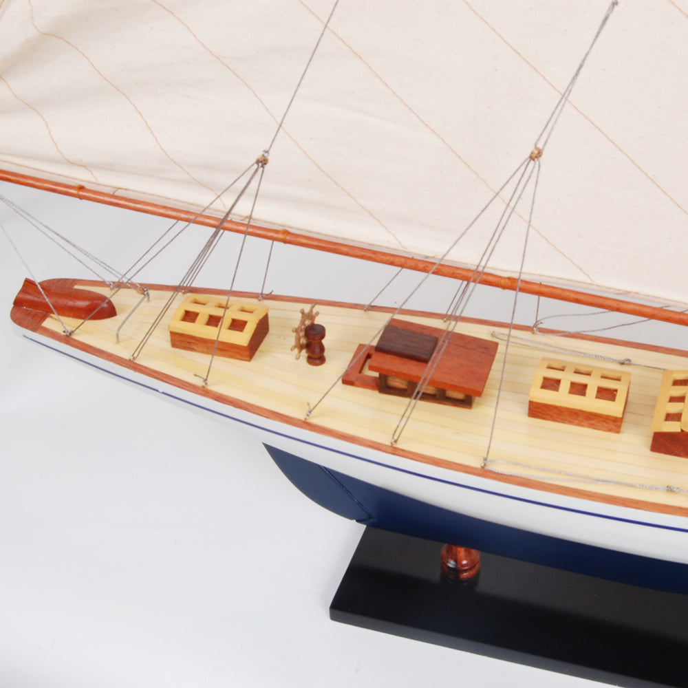 Defender Painted Model Yacht Large | Fully Assembled Wooden Ship Model For Wholesale