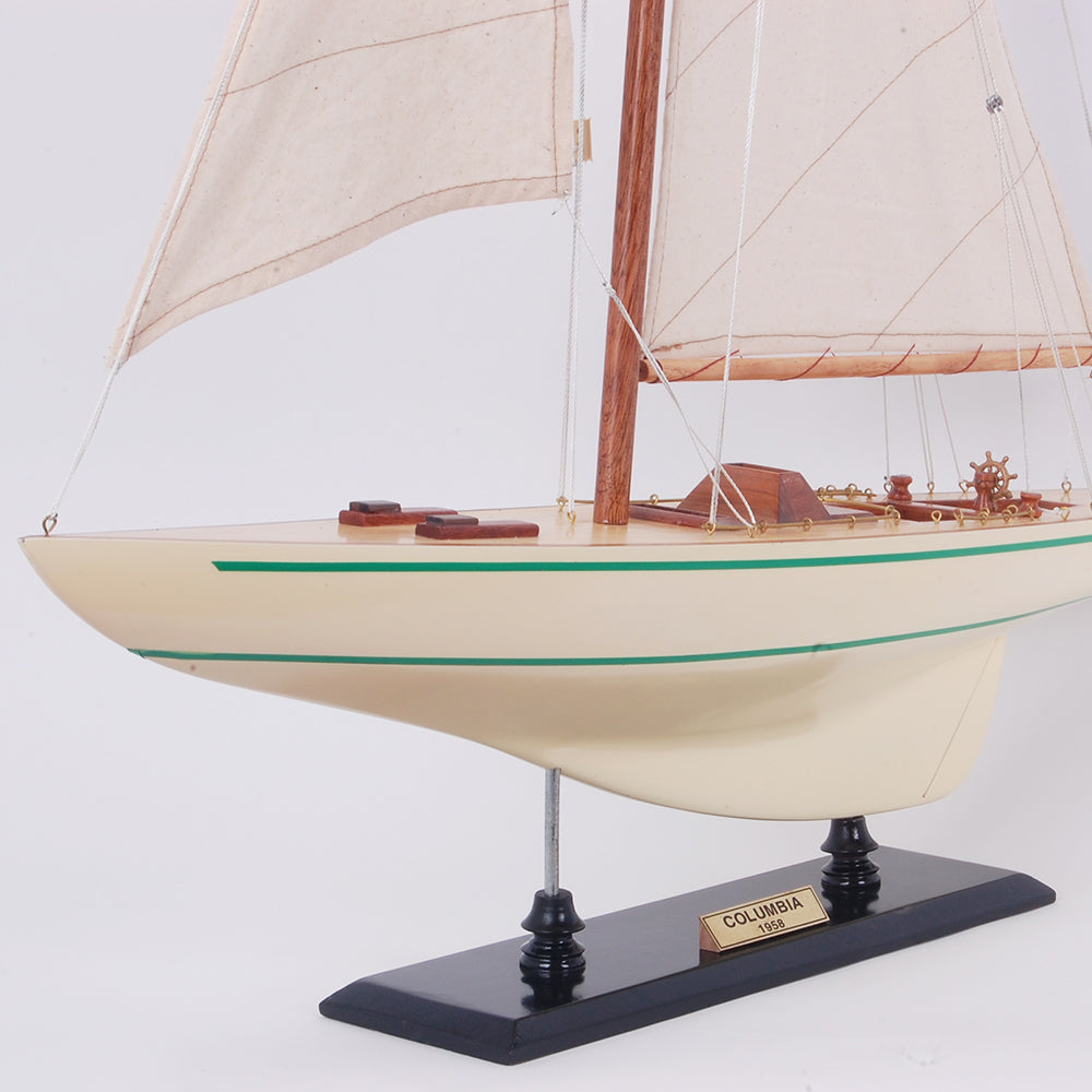 COLUMBIA PAINTED MODEL YACHT MEDIUM | Fully Assembled Wooden Ship Model For Wholesale