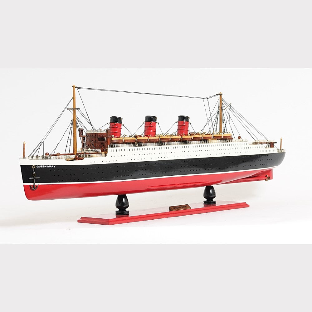 QUEEN MARY CRUISE SHIP MODEL MIDSIZE WITH DISPLAY CASE| High-quality Cruiser| Fully Assembled Wooden Model Ship