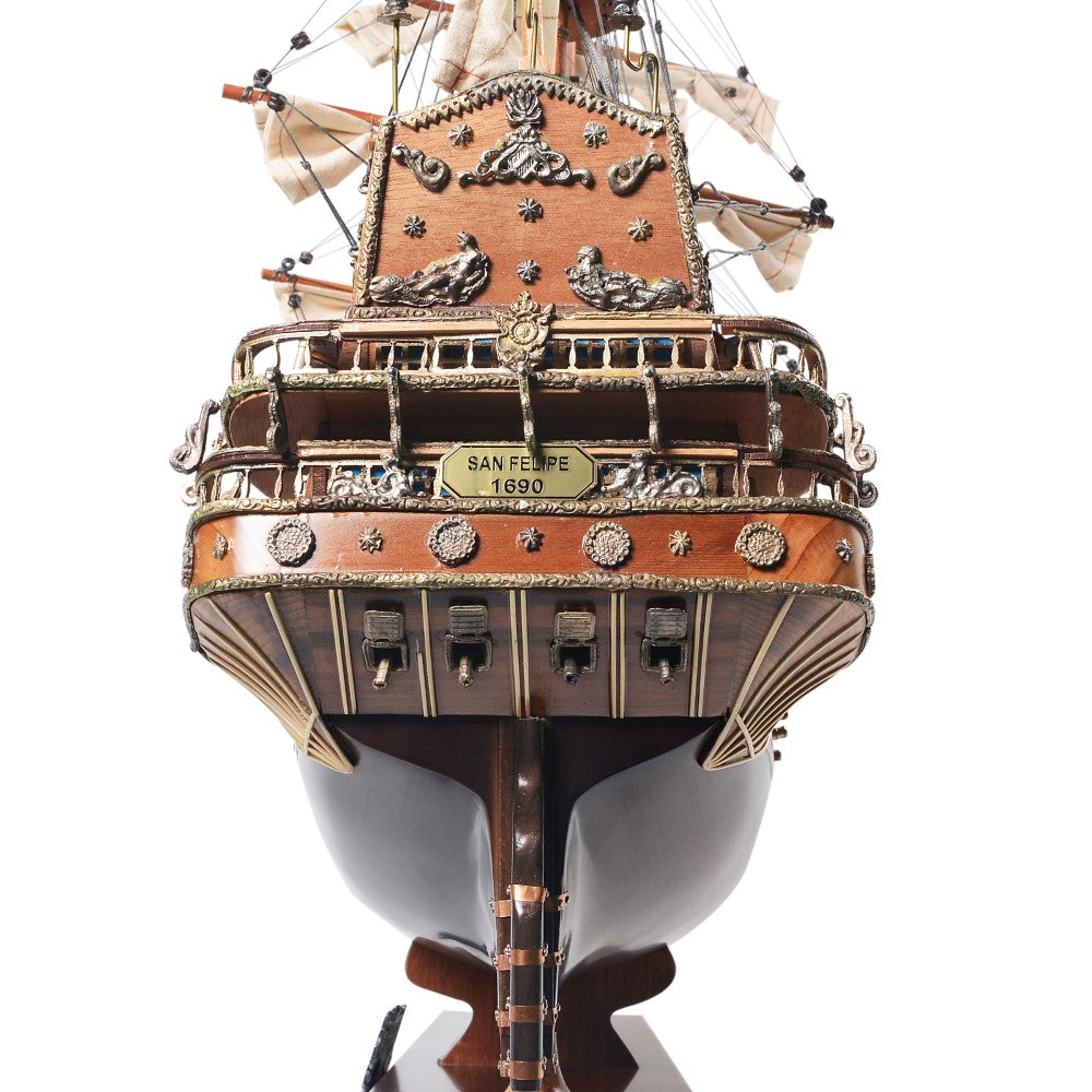 SAN FELIPE LARGE WITH FLOOR DISPLAY CASE | High-quality | Fully Assembled Wooden Ship Models For Wholesale