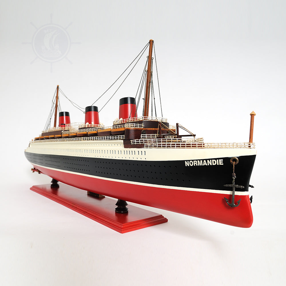 NORMANDIE CRUISE SHIP MODEL PAINTED | Museum-quality Cruiser| Fully Assembled Wooden Model Ship For Wholesale