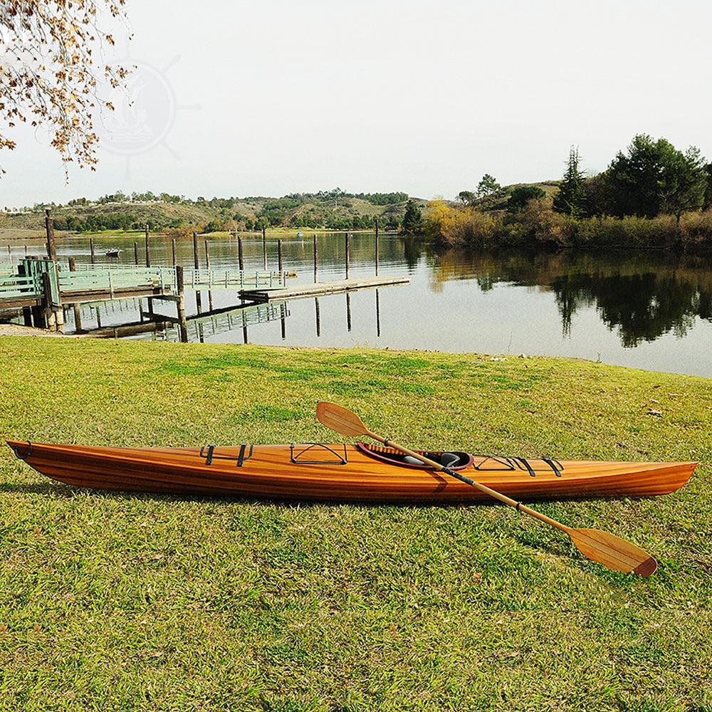 REAL KAYAK 17' - 1 PERSON | Wooden Kayak |  Boat | Canoe with Paddles for fishing and water sports For Wholesale