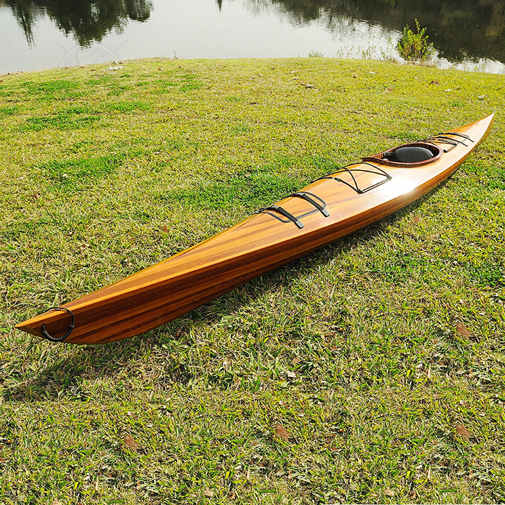 REAL KAYAK 17' - 1 PERSON | Wooden Kayak | Boat | Canoe with Paddles for fishing and water sports For Wholesale