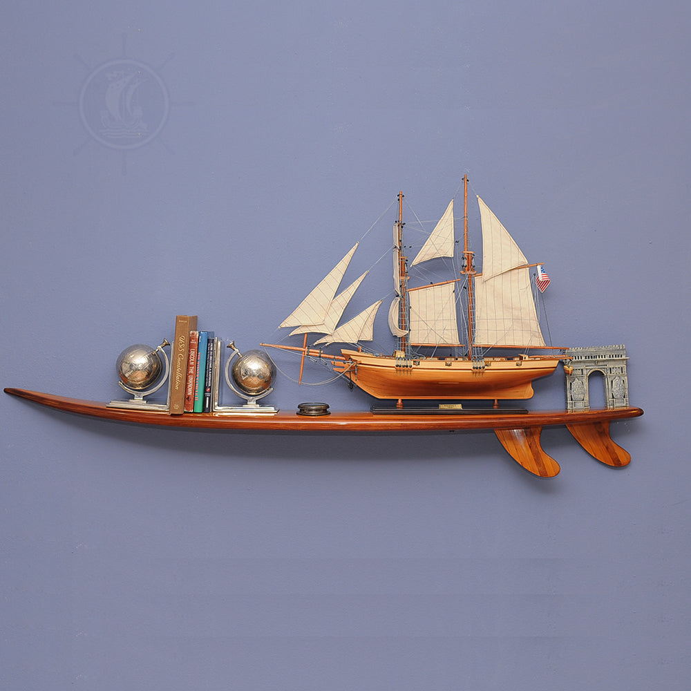 HALF-SURFBOARD SHELF | High-quality | Fully Assembled Wooden Ship Model For Wholesale