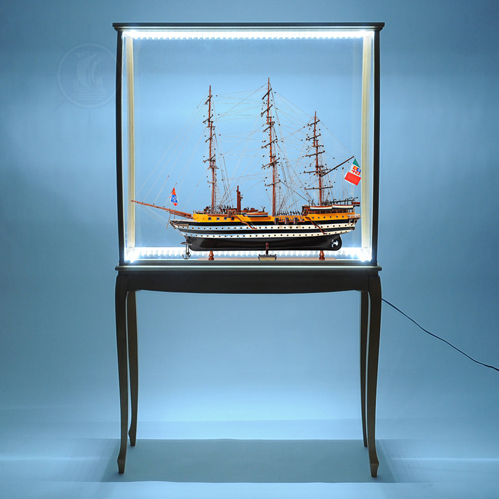DISPLAY CASE BEECH COLOR WITH LEGS & LIGHTS | HIGH QUALITY DISPLAY CASE FOR MODEL SHIP | Multi sizes and style available For Wholesale