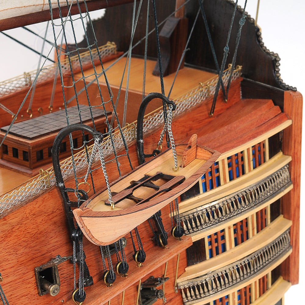 HMS VICTORY MODEL SHIP 56L WITH DISPLAY CASE XL NO GLASS | Museum-quality | Fully Assembled Wooden Ship Models