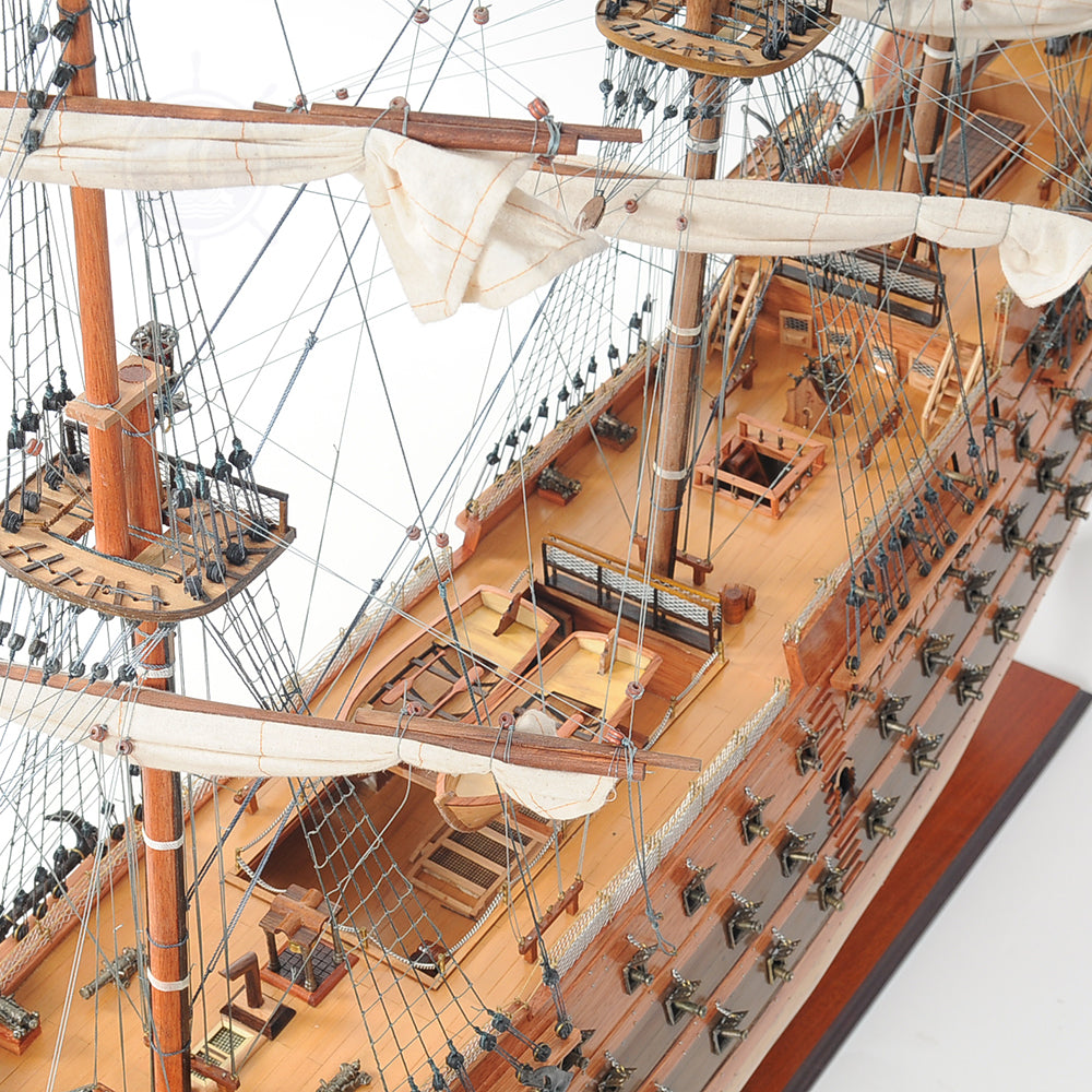 HMS VICTORY MODEL SHIP 56L WITH DISPLAY CASE XL NO GLASS | Museum-quality | Fully Assembled Wooden Ship Models