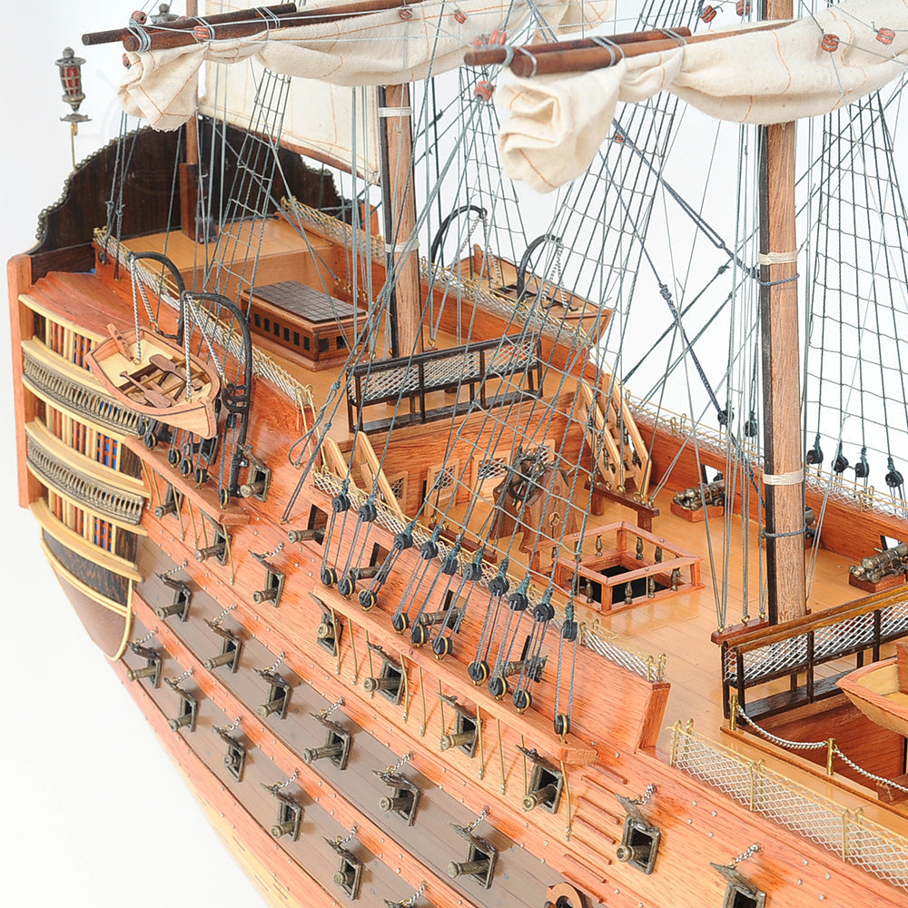 HMS VICTORY MODEL SHIP 56L WITH DISPLAY CASE XL NO GLASS | Museum-quality | Fully Assembled Wooden Ship Models