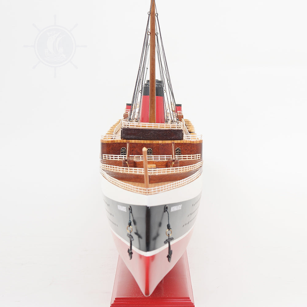 NORMANDIE CRUISE SHIP MODEL LARGE WITH DISPLAY CASE | Museum-quality Cruiser| Fully Assembled Wooden Model Ship