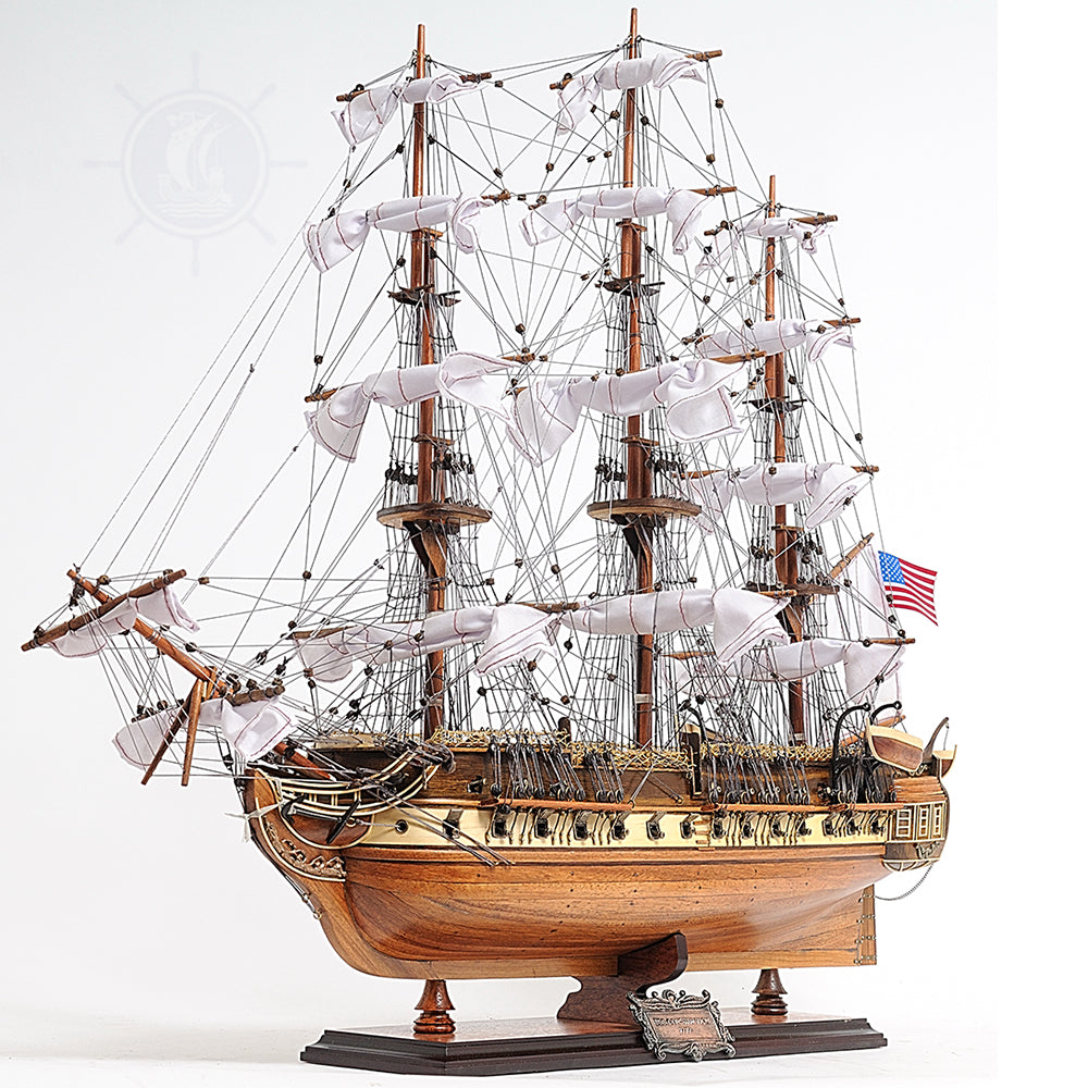 USS CONSTITUTION MODEL SHIP MID WITH DISPLAY CASE FRONT OPEN | Museum-quality | Fully Assembled Wooden Ship Models